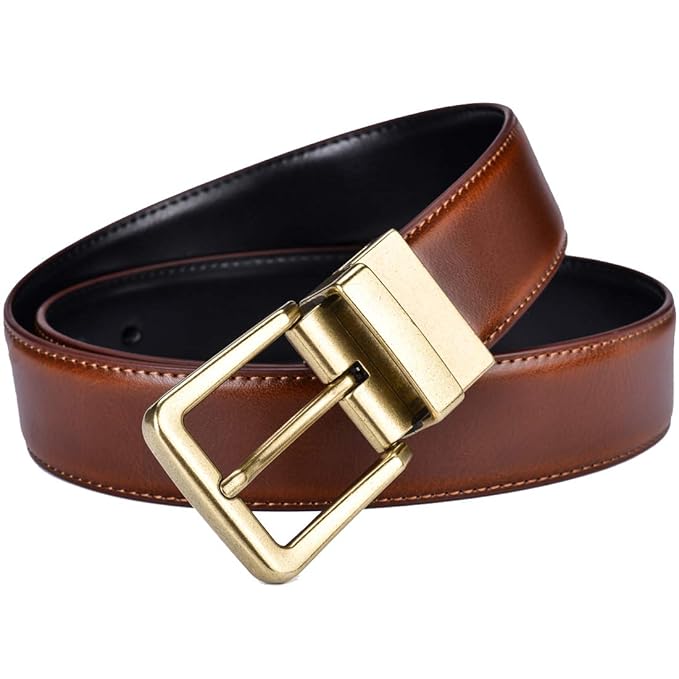 Beltox Men’s Belts Reversible Leather 1.25” Wide 1 for 2 Male Casual Strap
