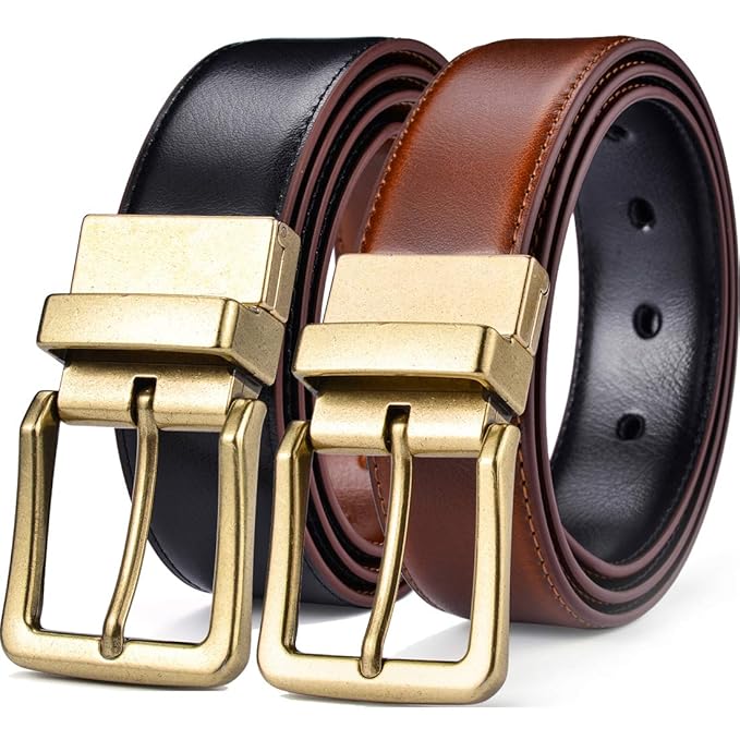 Beltox Men’s Belts Reversible Leather 1.25” Wide 1 for 2 Male Casual Strap