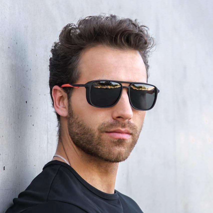 WearMe Pro WMP Eyewear - Polarized Modern Square Aviator Sunglasses for Men